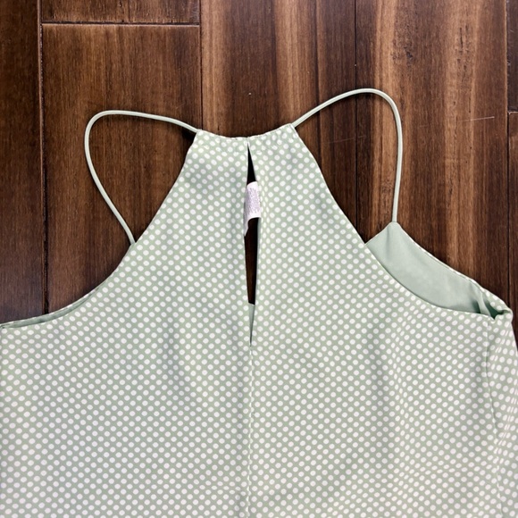 Express size S Mint Green Halter Tank Top V Neck Polka Dot - Picture 8 of 10